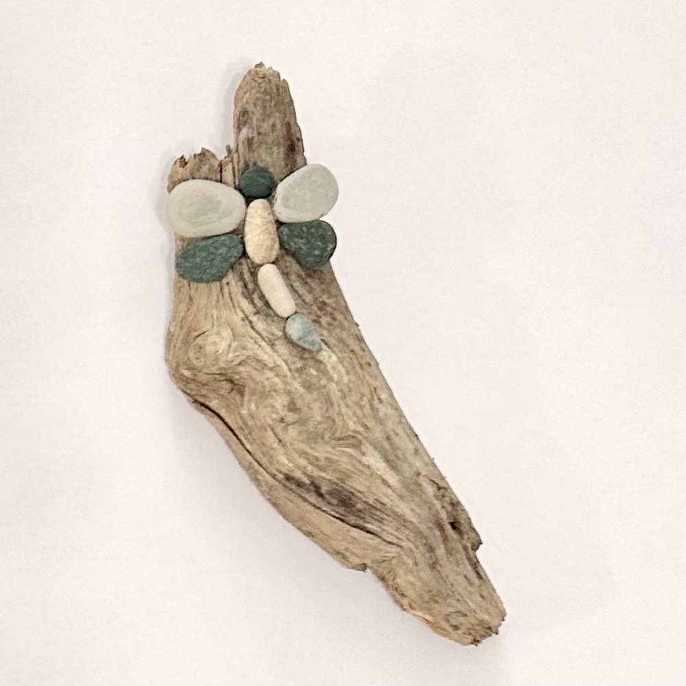 Artisan Dragonfly - Lake Michigan Driftwood and Stones